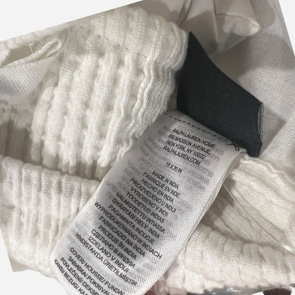 Lauren Ralph Lauren15x20 White Basket Weave Cotton Throw‎ Pillow